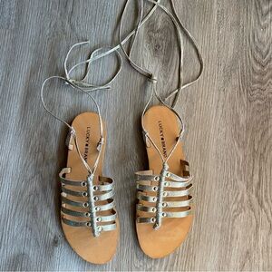 Lucky Brand Colette Gold Crinkle Gladiator Sandals